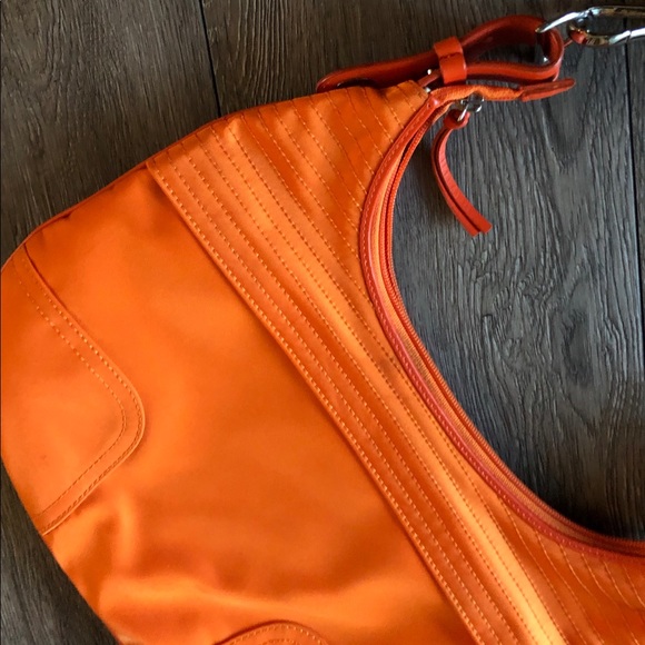 Lacoste Orange Canvas Medium Shoulder Hobo Bag - Picture 6 of 6